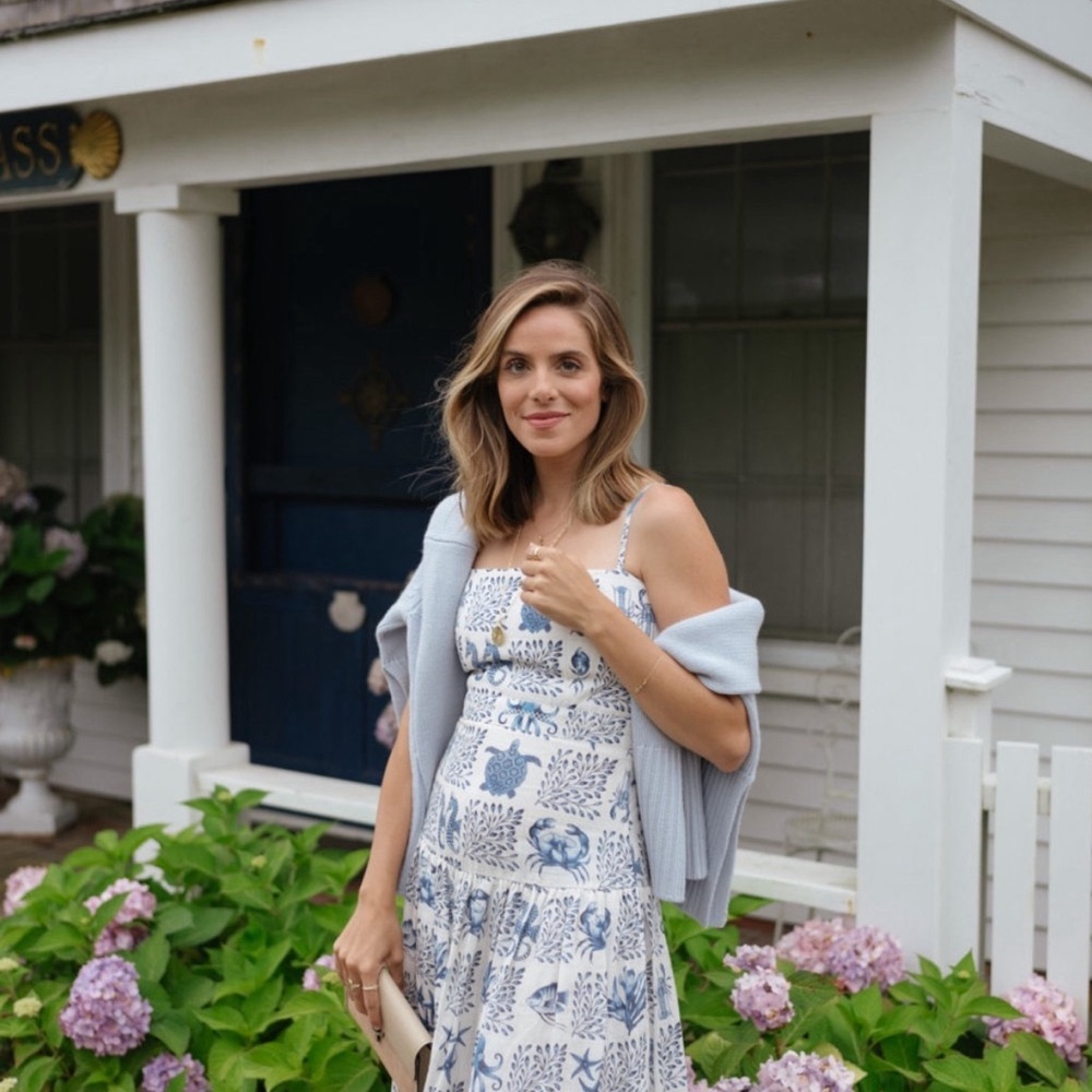 Agua by Agua Bendita Blue and White Maxi Dress